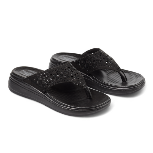 MEDIFEET WOMEN'S ORTHOPEDIC V-SHAPE SLIPPER - 1305 BK