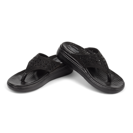 MEDIFEET WOMEN'S ORTHOPEDIC V-SHAPE SLIPPER - 1305 BK