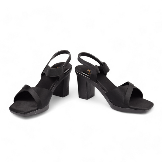 XE LOOKS - WOMENS BLOCK HEEL SANDAL- 421 BH SN 2 BK