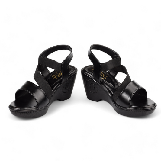 CITY - WOMEN'S PLATFORM HEEL SANDALS - 606 BK4