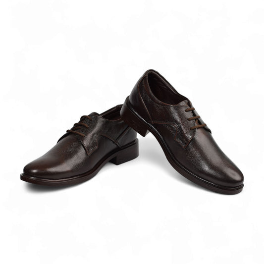AVERY - MENS GENUINE LEATHER FORMAL DERBY SHOE- GR 21 D BR