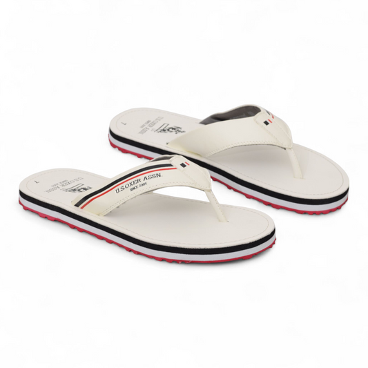 OXER- MENS V SHAPE SLIPPER/ SLIP-ON - US POLO INSPIRED DESIGN- NESTA WHT
