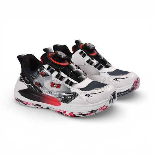 G&D KIDS SNEAKER/SPORTS SHOES DIAL ROTATORY LACE LOCK SHOES - BOYS/GIRLS (UNISEX) - DEFENDER WH BK