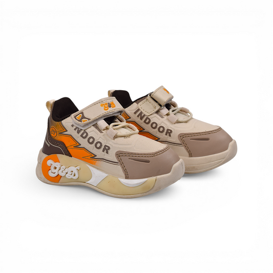 G&D INDOOR- KIDS BOYS/GIRLS (UNISEX) LIGHT LED- SNEAKER/SPORTS SHOES -BEG