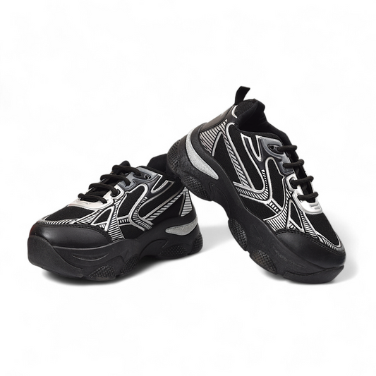 HYFEX LIZA 02 -Women's Chunky Heel Sneakers Shoes- BK