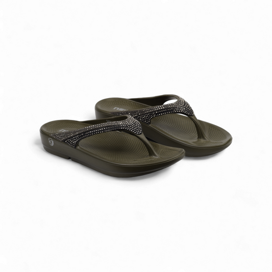 NEOZ WOMEN'S FLIP FLOP - SPARKLE OLIVE