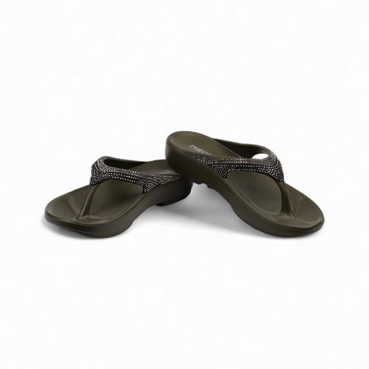 NEOZ WOMEN'S FLIP FLOP - SPARKLE OLIVE