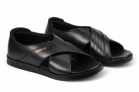 MEDI MEN'S ORTHOPEDIC FORMAL OFFICE SANDAL- MF 08 SN BK