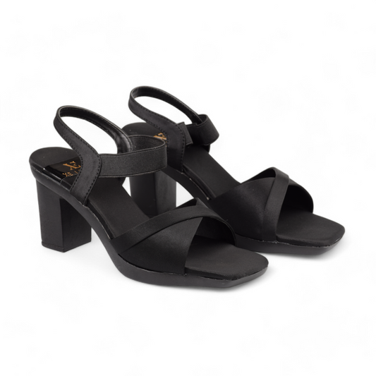 XE LOOKS - WOMENS BLOCK HEEL SANDAL- 421 BH SN 2 BK