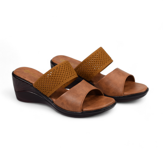 FEETER WOMEN'S WEDGE HEEL SLIPPER - 2227 TAN