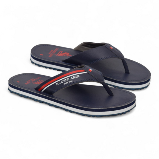OXER- MENS V SHAPE SLIPPER/ SLIP-ON - US POLO INSPIRED DESIGN- NESTA NAVY