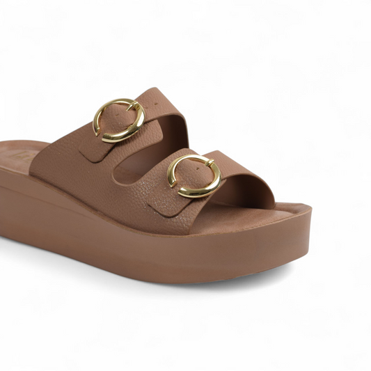 LA BELLA - WOMENS PLATFORM HEEL- PADDED SLIPPERS- LR34 SL BG