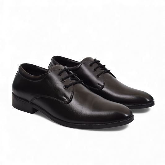 AVERY -MEN'S PLAIN GENUINE LEATHER FORMAL BLACK DERBY SHOE - OYO 180 D BK