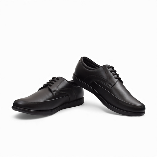AVERY - VEGAN LEATHER MEN'S CLASSIC LACE UP , DERBY ,ORTHOPEDIC  FORMAL SHOE - NS 23 D BK