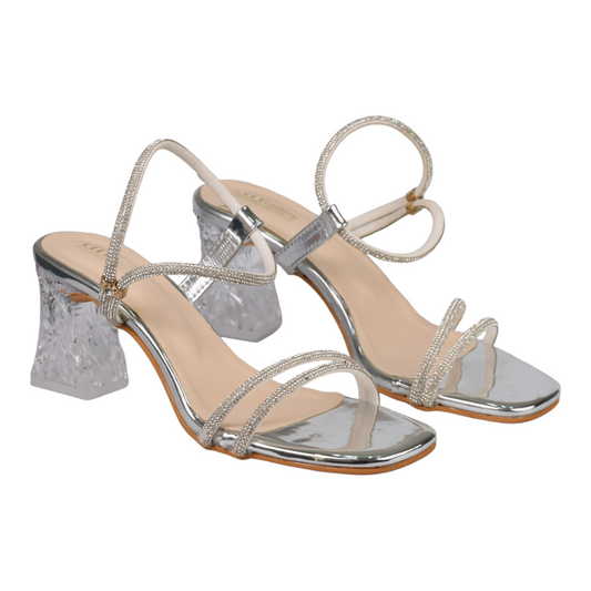 CITY WOMEN'S BLOCK HEEL SANDALS - 03 PI SN SIL