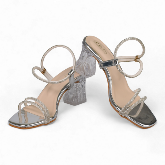 CITY WOMEN'S BLOCK HEEL SANDALS - 03 PI SN SIL